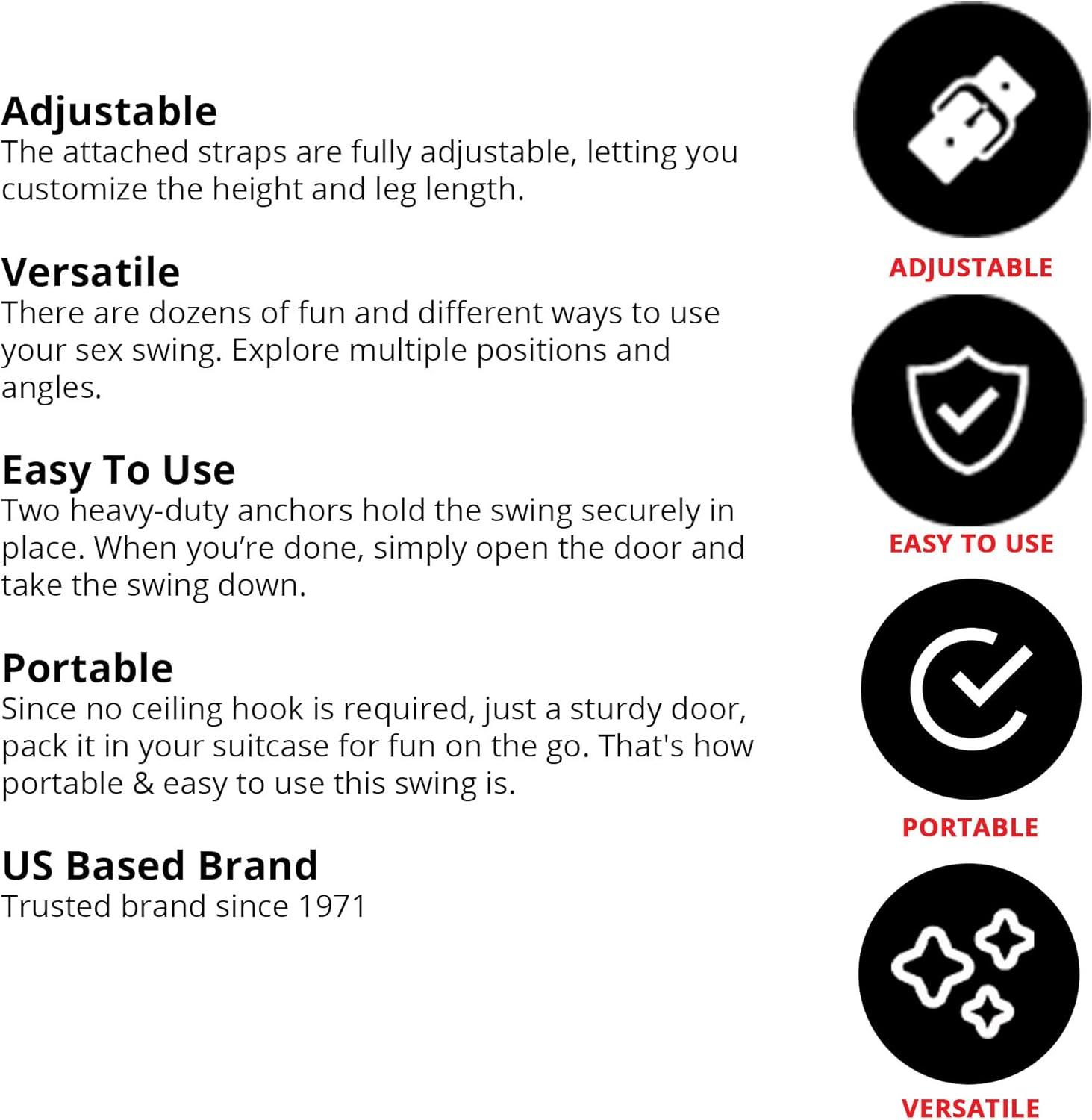 imageFetish Fantasy Door Swing Adjustable Sex Swing for Intense Bondage amp Kinky Fun Portable Love Swing for Couples No Hardware Needed Holds Up to 300 lbs Perfect for BDSM Sex Toys and Erotic Play