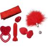 Adam and Eve Ravishing Rose 6 Piece Luxe Kit, Couples Sex Toy Set with Vibrating Finger Ring Bullet Plug and Penis Ring, Rose Themed Bondage Sash and Feather Tickler for Romantic Play